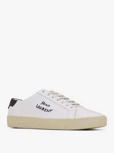 Saint Laurent Logo Print Low Top Sneakers In White