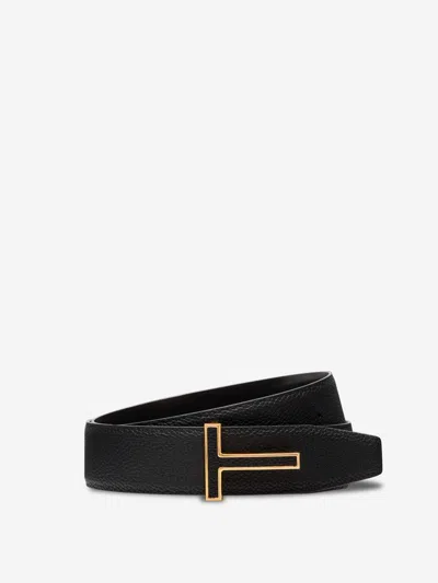 Tom Ford Logo-buckle Leather Belt In Black