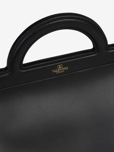 Valentino Adjustable Calfskin Tote Bag With Detachable Strap In Black