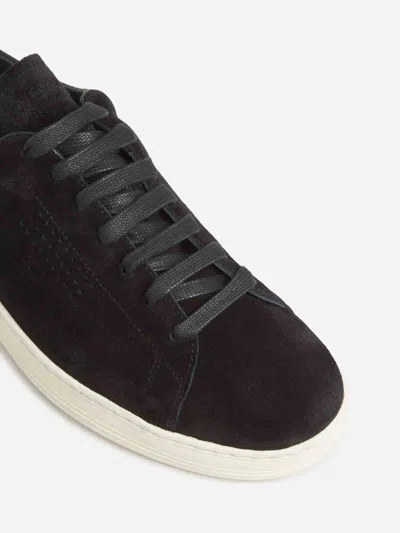 Tom Ford Suede Low-top Sneakers Warwick Silhouette Toe Rubber Sole In Black