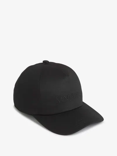 Saint Laurent Cotton Logo Cap In Black