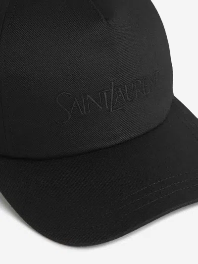 Saint Laurent Cotton Logo Cap In Black