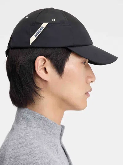 Jacquemus La Casquette Ovalie Nylon Cap In Black