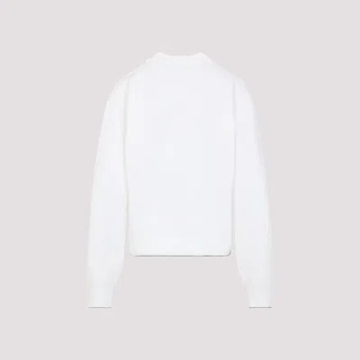 Jacquemus White Sweater With Logo Embroidered On The Front And Short Design In Cotton Woman In White