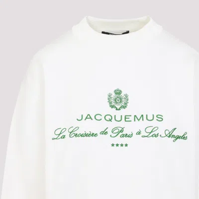 Jacquemus White Sweater With Logo Embroidered On The Front And Short Design In Cotton Woman In White