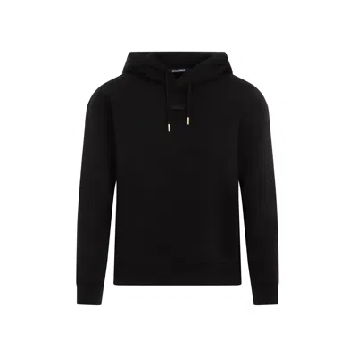 Jacquemus The Gros Grain Cropped Hooded Sweatshirt In Black