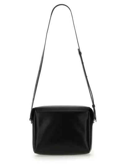 Jil Sander Black Leather Lid Bag With Adjustable Strap In Black