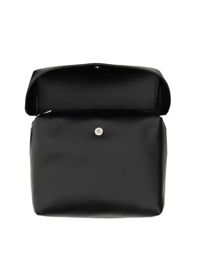 Jil Sander Black Leather Lid Bag With Adjustable Strap In Black