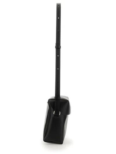 Jil Sander Black Leather Lid Bag With Adjustable Strap In Black