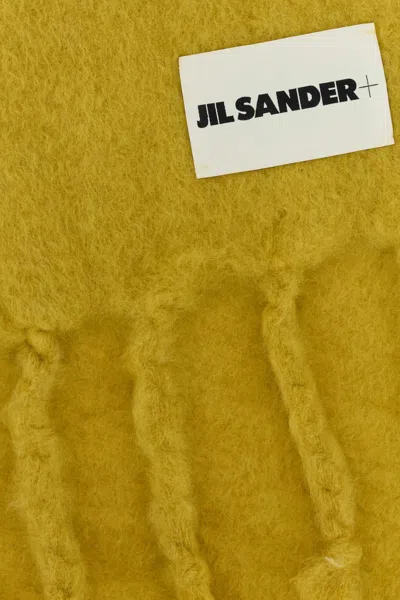 Jil Sander Yellow Sage Green Wool Blend Scarf In Yellow