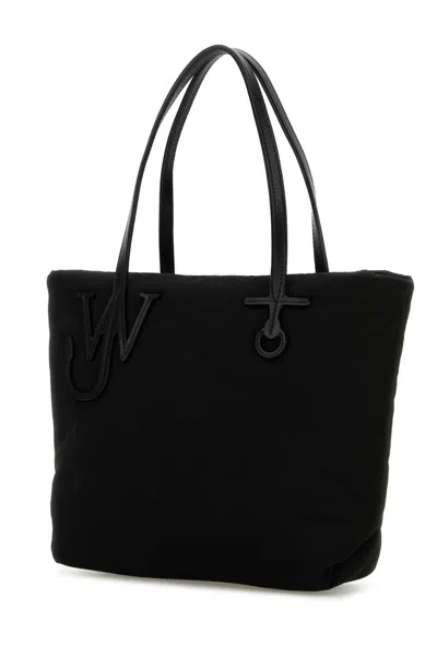 Jw Anderson Puffy Anchor Shopping Bag With Top Handles In Black