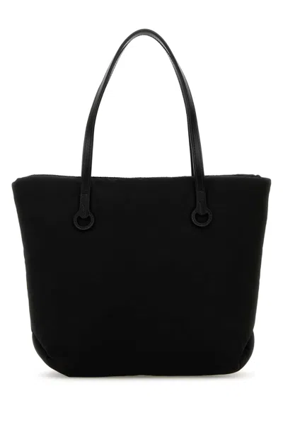 Jw Anderson Puffy Anchor Shopping Bag With Top Handles In Black