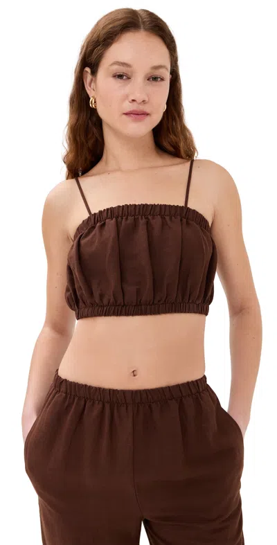 Le Bop Camille Cropped Linen Top Chocolate In Chocolate