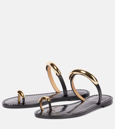 Amanu Samburu Leather Sandals In Black