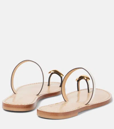 Amanu The Kibera Croc-embossed Leather Toe-ring Flat Sandals In Cream