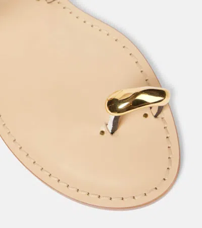 Amanu The Kibera Croc-embossed Leather Toe-ring Flat Sandals In Cream