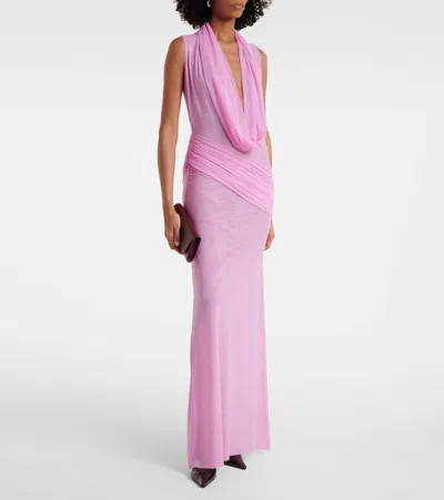 David Koma Semi-sheer Gown In Pink