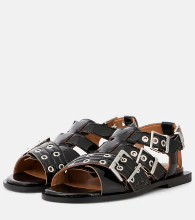 Ganni Women's Feminine Buckle Sandals In Black