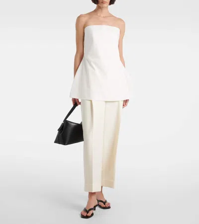 Rohe Poplin Strapless Bustier Top In White In Optic White