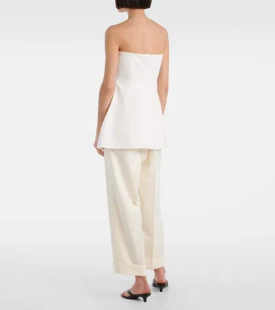 Rohe Poplin Strapless Bustier Top In White In Optic White