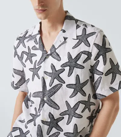 Vilebrequin Charli Camp-collar Printed Linen Shirt In White