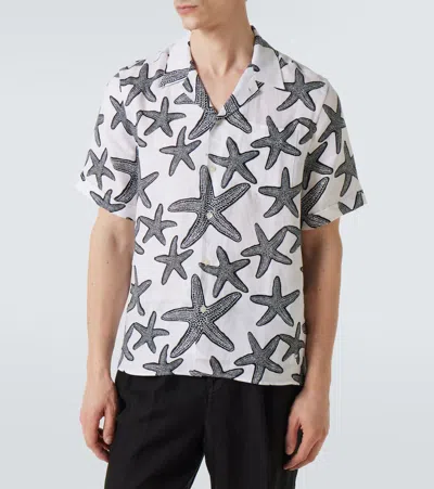 Vilebrequin Charli Camp-collar Printed Linen Shirt In White