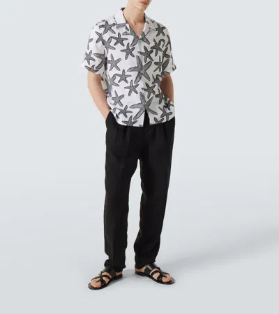 Vilebrequin Charli Camp-collar Printed Linen Shirt In White