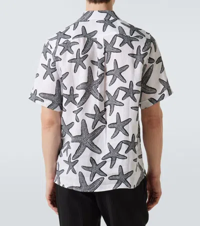 Vilebrequin Charli Camp-collar Printed Linen Shirt In White