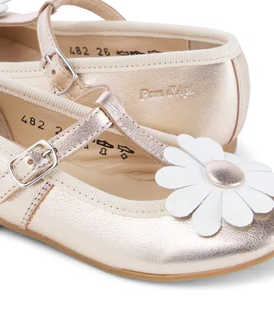 Pom D'api Dory Flo Metallic Leather Ballerinas In Laminato Platine
