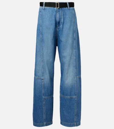 Plan C High-rise Wide-leg Jeans In Indigo