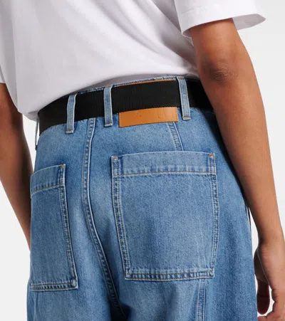 Plan C High-rise Wide-leg Jeans In Indigo