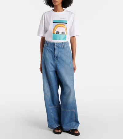 Plan C High-rise Wide-leg Jeans In Indigo