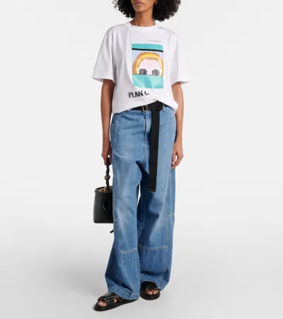 Plan C High-rise Wide-leg Jeans In Indigo