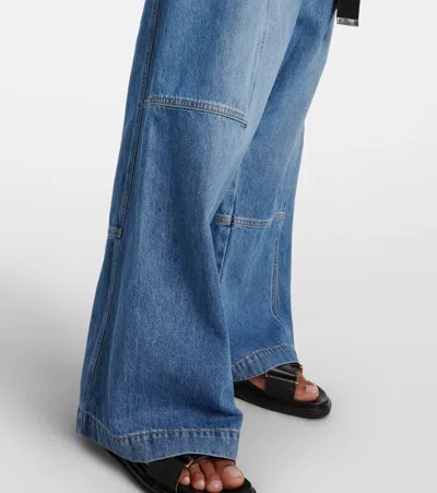 Plan C High-rise Wide-leg Jeans In Indigo