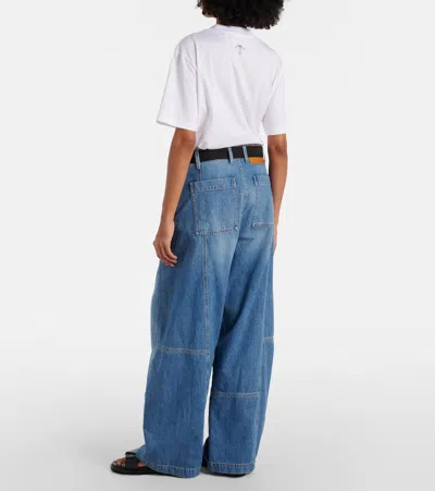 Plan C High-rise Wide-leg Jeans In Indigo