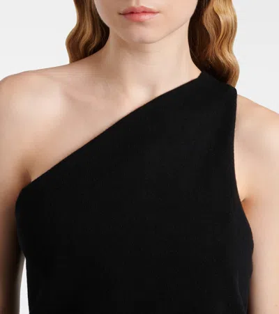Rohe One-shoulder Draped Cutout Merino Wool-blend Top In Black