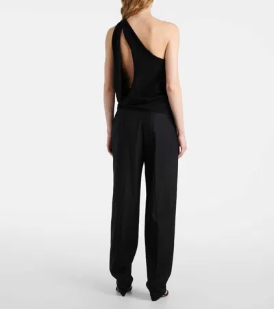 Rohe One-shoulder Draped Cutout Merino Wool-blend Top In Black
