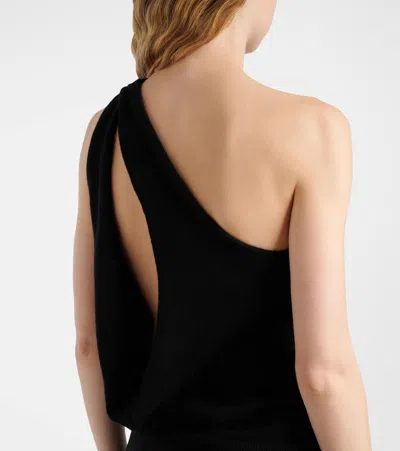 Rohe One-shoulder Draped Cutout Merino Wool-blend Top In Black