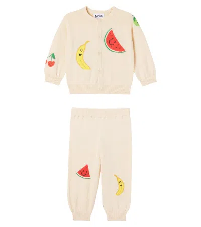 Molo Baby Brody Cotton Cardigan And Pants Set In Neutral