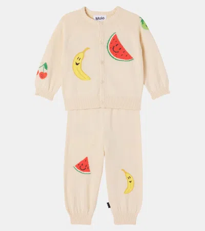 Molo Baby Brody Cotton Cardigan And Pants Set In Neutral