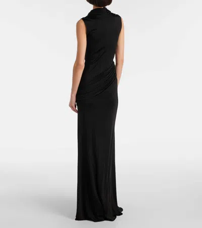 David Koma Plunge-neck Sleeveless Maxi Dress In Black