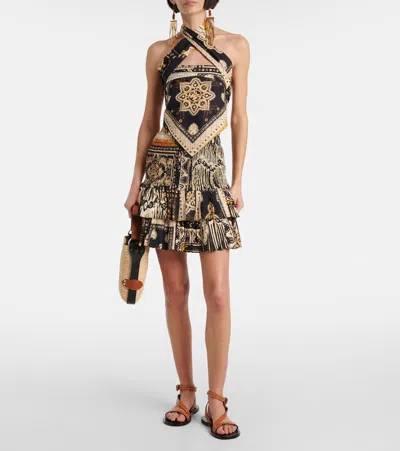 Isabel Marant Étoile Feyza Convertible Mixed Print Cotton Halter Top In Multi