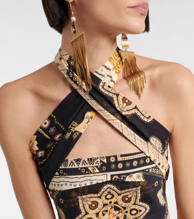 Isabel Marant Étoile Feyza Convertible Mixed Print Cotton Halter Top In Multi