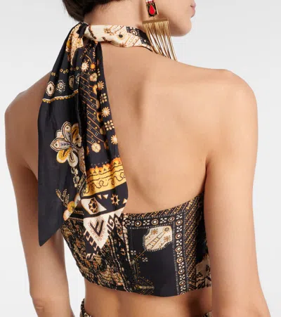 Isabel Marant Étoile Feyza Convertible Mixed Print Cotton Halter Top In Multi