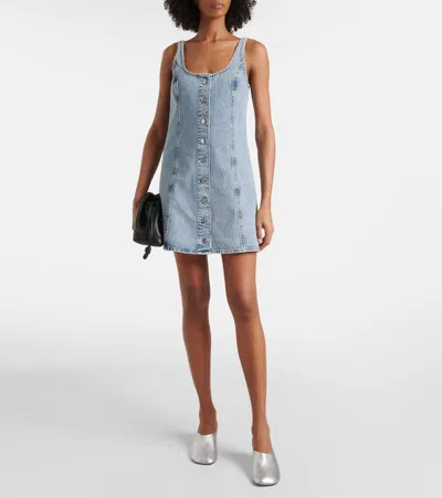 Frame Denim Shift Dress With Studs In Mingle In Blue