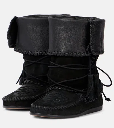 Isabel Marant Almond Toe Ankle Boots With Tassel Detail In Black