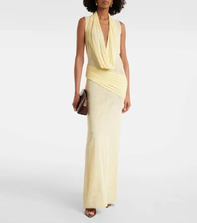 David Koma Plunge Neckline Sleeveless Gown In Yellow