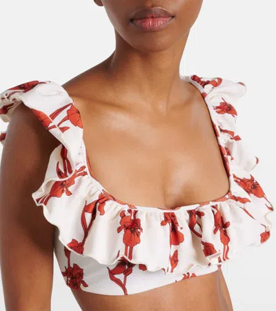 La Doublej Ruffle Bikini Top In Mini Iris