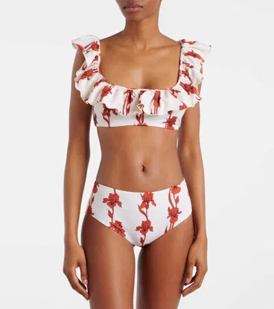La Doublej Ruffle Bikini Top In Mini Iris