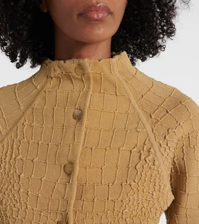 Jacquemus Scala Croc-effect Cardigan In Camel